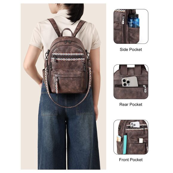 2284 Small Backpack Purse Designer PU Leather Roomly Mini Backpacks Multi main image 4